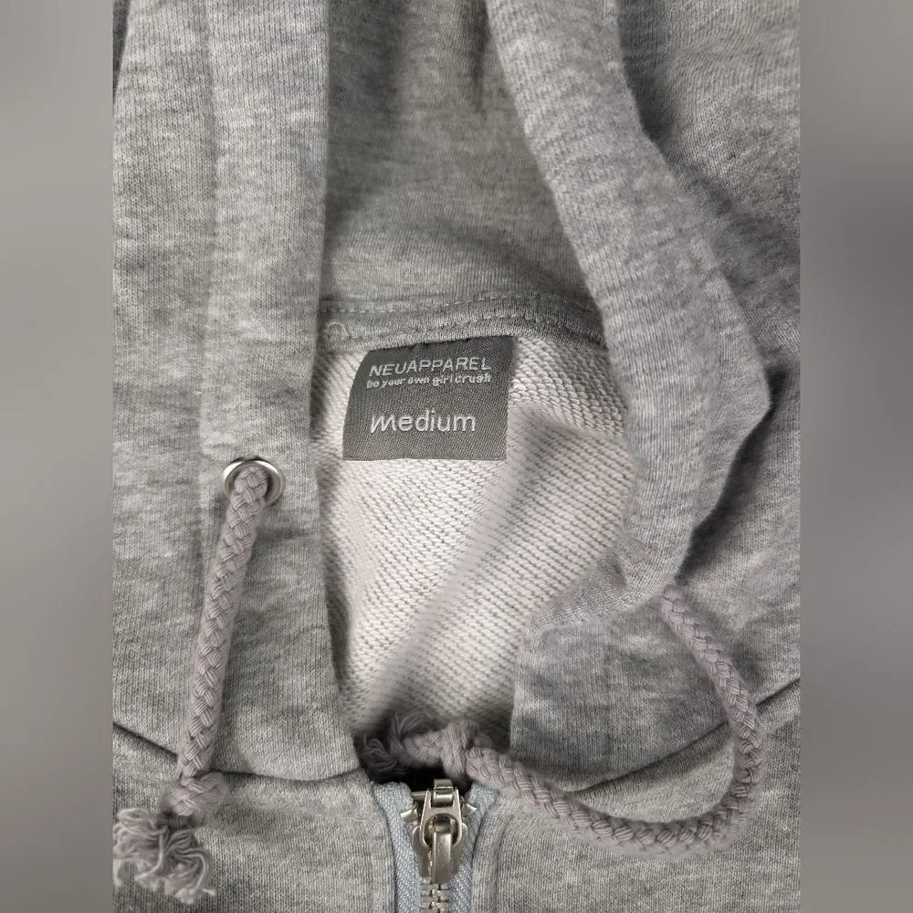 Cropped NEU Neuapparel Hoodie Sweatshirt Grey Women's Medium Long Sleeve - Picture 8 of 8
